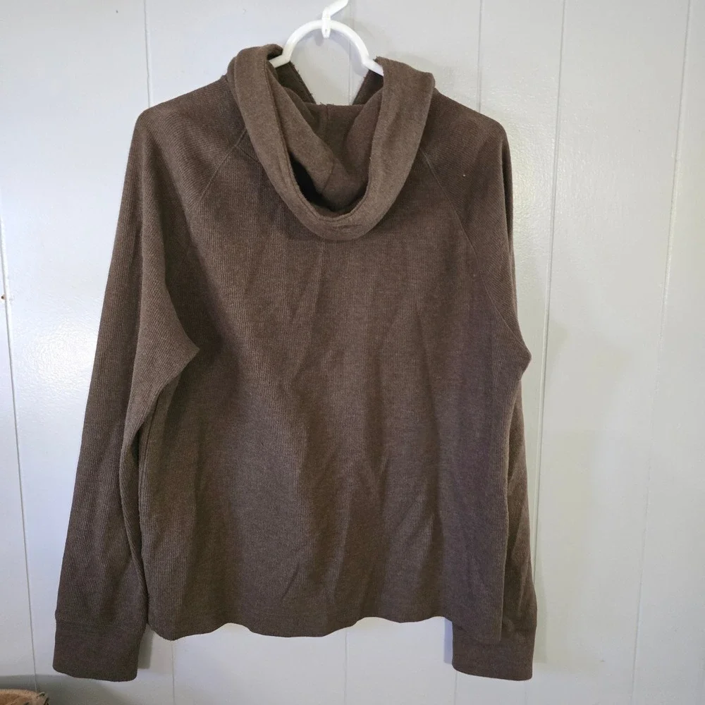 Banana Republic Hoodie Mens M Brown Waffle Knit Thermal Raglan‎ Pullover